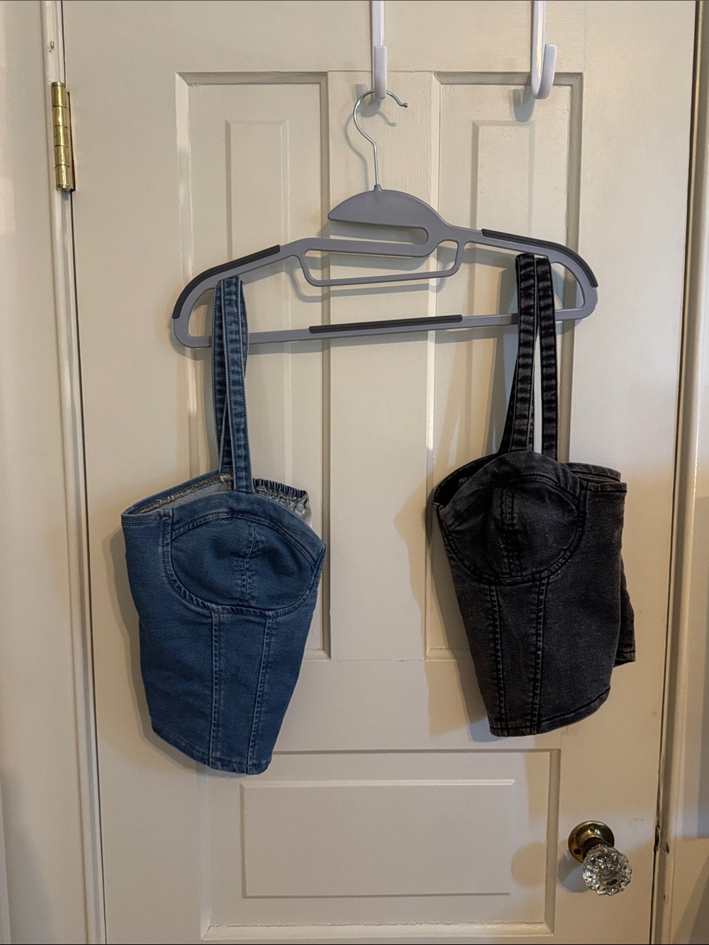 Denim Bustier Tops - Blue and Black